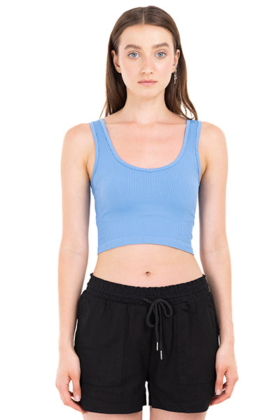 Top tejido acanalado tirantes AZUL