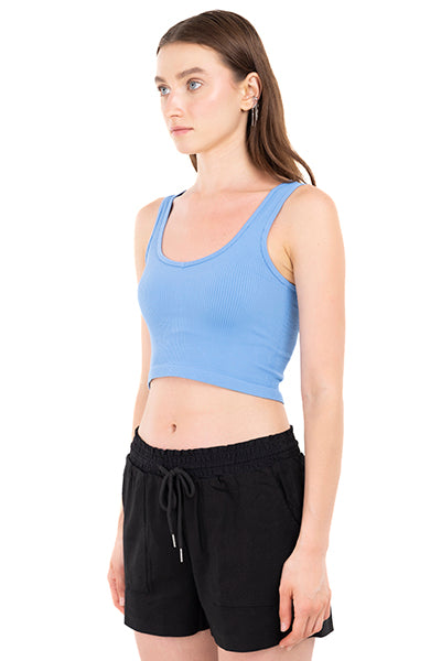 Top tejido acanalado tirantes AZUL