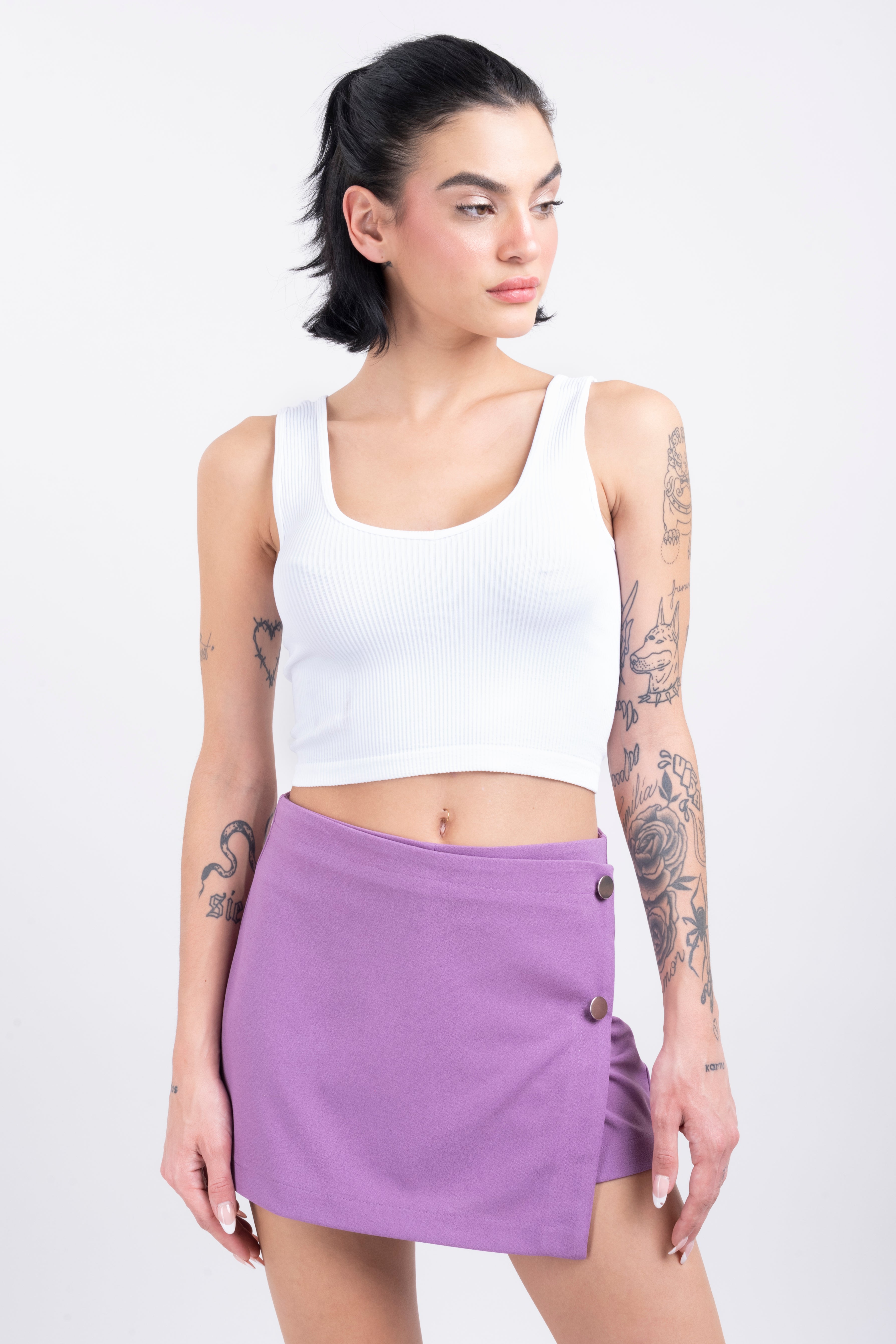 Top tejido acanalado tirantes BLANCO