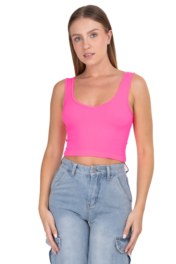 Top tejido acanalado tirantes