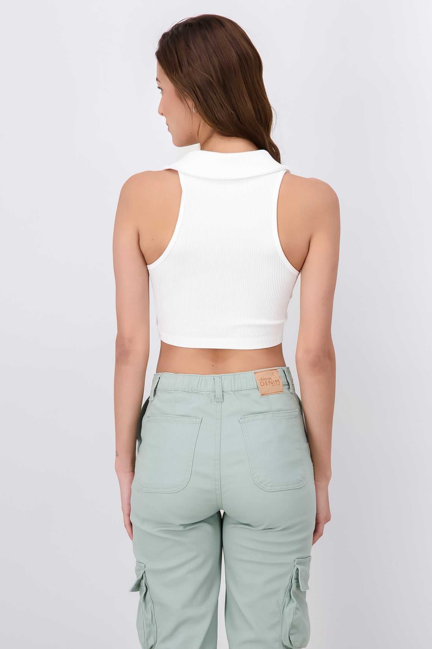 Top seamless cuello polo BLANCO