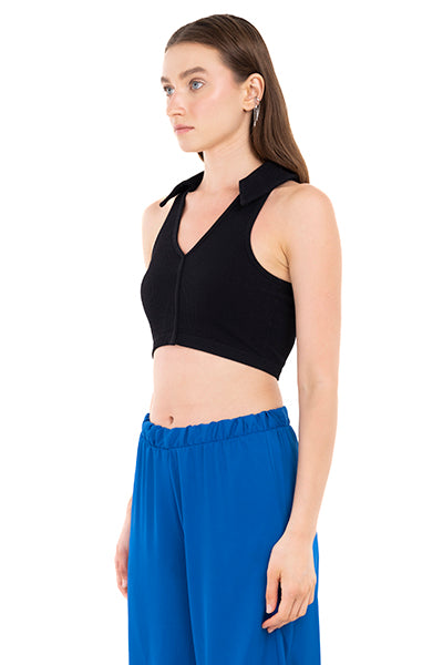 Top seamless cuello polo NEGRO