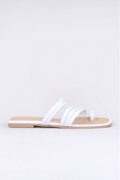 Sandalias cintas anillo dedo BLANCO