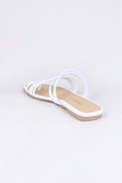 Sandalias cintas anillo dedo BLANCO