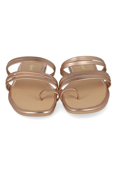 Sandalias cintas anillo dedo ORO ROSA