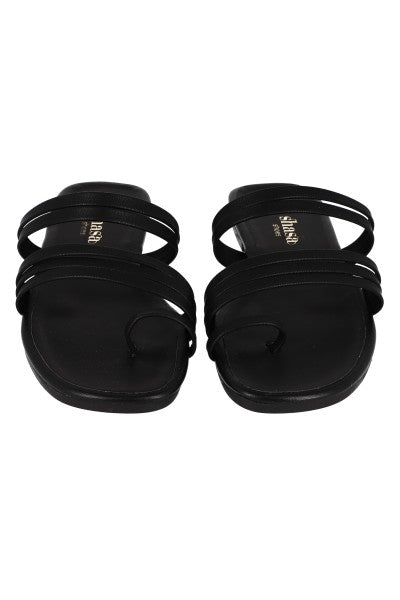Sandalias cintas anillo dedo NEGRO