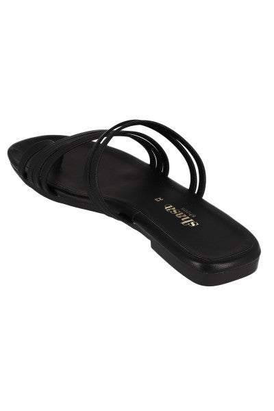 Sandalias cintas anillo dedo NEGRO
