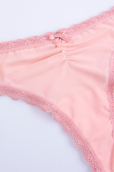 Tanga mesh fruncido frontal PALO DE ROSA