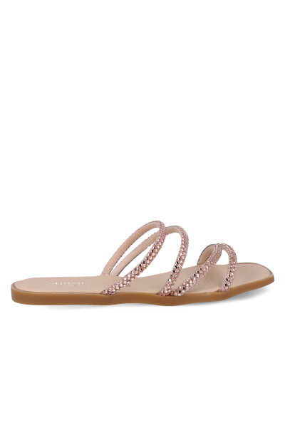 Sandalia Tiras Brillos Cortados ORO ROSA