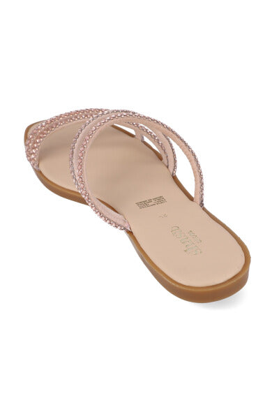 Sandalia Tiras Brillos Cortados ORO ROSA
