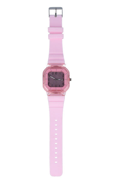 Reloj análogico caja cuadrada ROSA