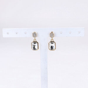 Aretes Cuadro Cristal Color TRANSPARENTE