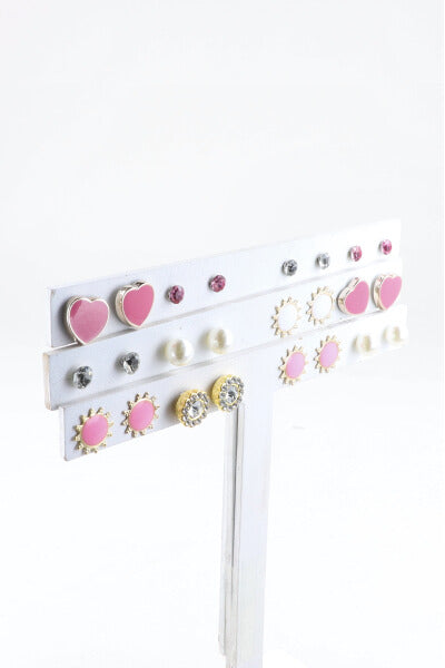 12 Pr Aretes Corazon ROSA