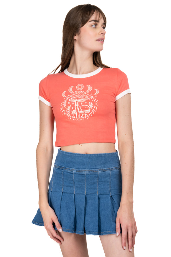 Playera Crop Hongos Lunas