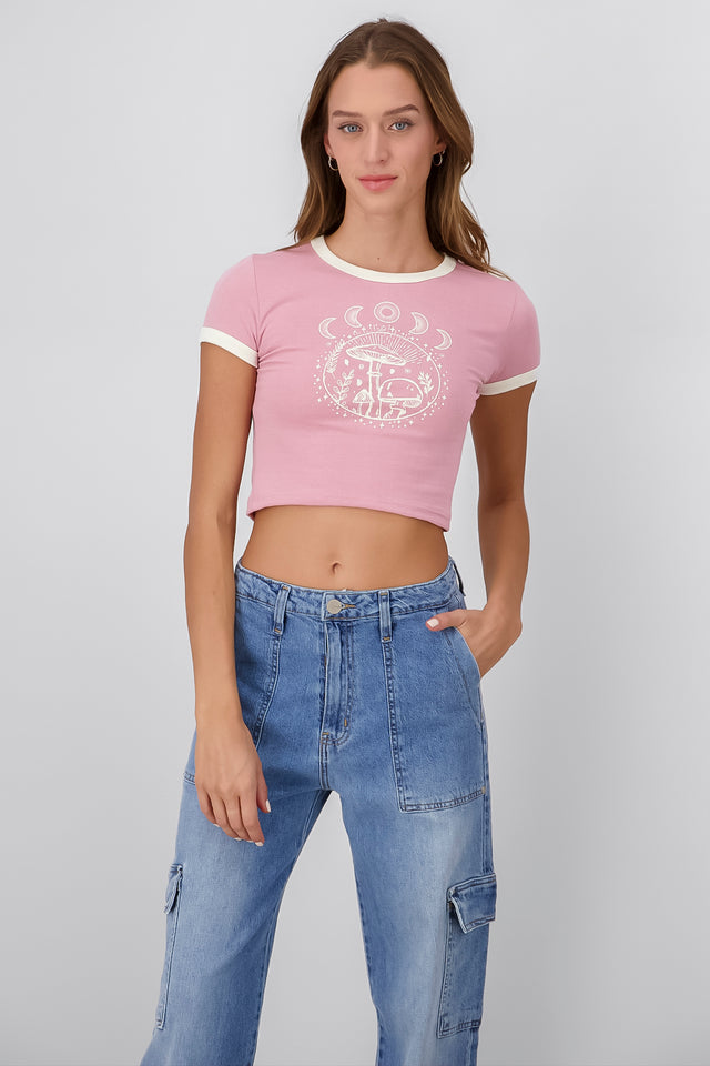 Playera Crop Hongos Lunas