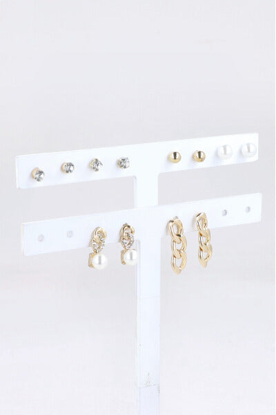 6Pr Aretes Perla Cadena ORO