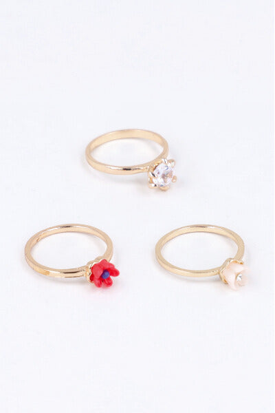3P Anillos Florecitas ROJO