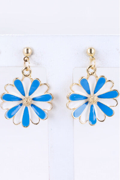 Aretes Flores Bicolor AZUL