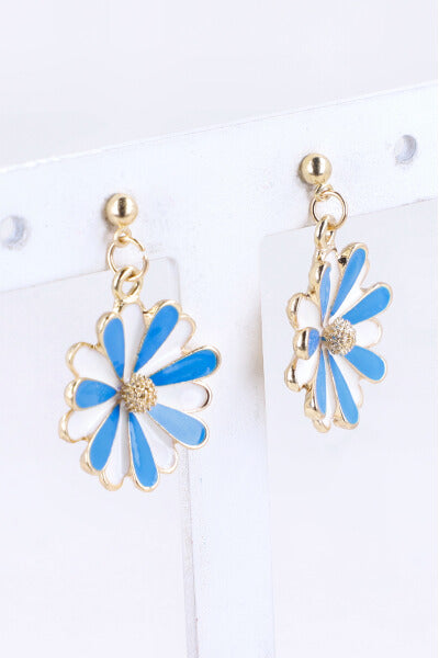 Aretes Flores Bicolor AZUL