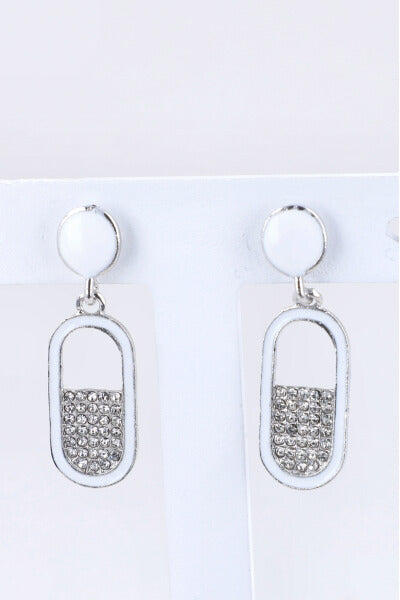 Aretes Ovalo Brillos BLANCO