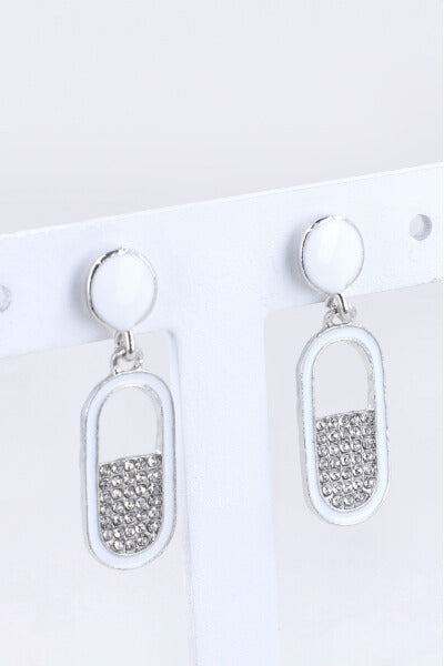 Aretes Ovalo Brillos BLANCO