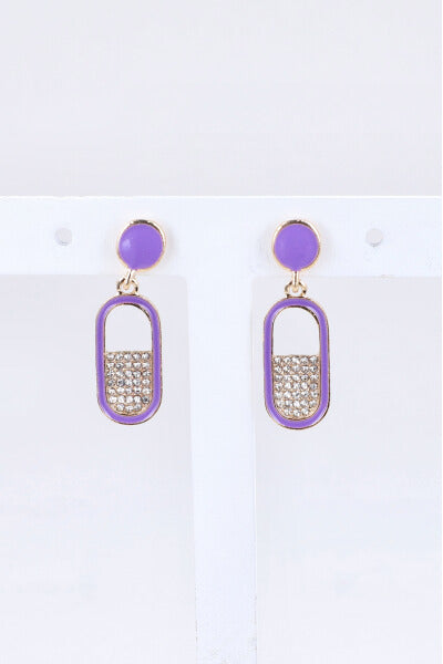 Aretes Ovalo Brillos MORADO