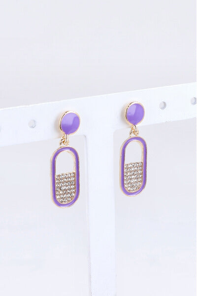 Aretes Ovalo Brillos MORADO