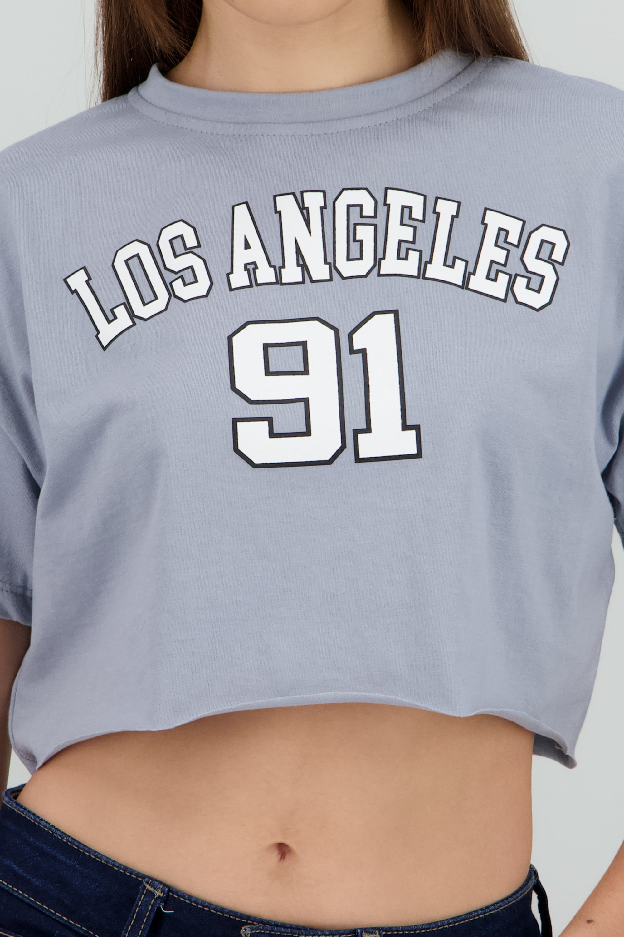 Top Manga Corta Los Angeles GRIS CLARO