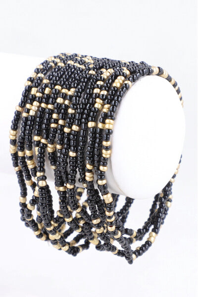 Set Pulseras Chaquiras NEGRO