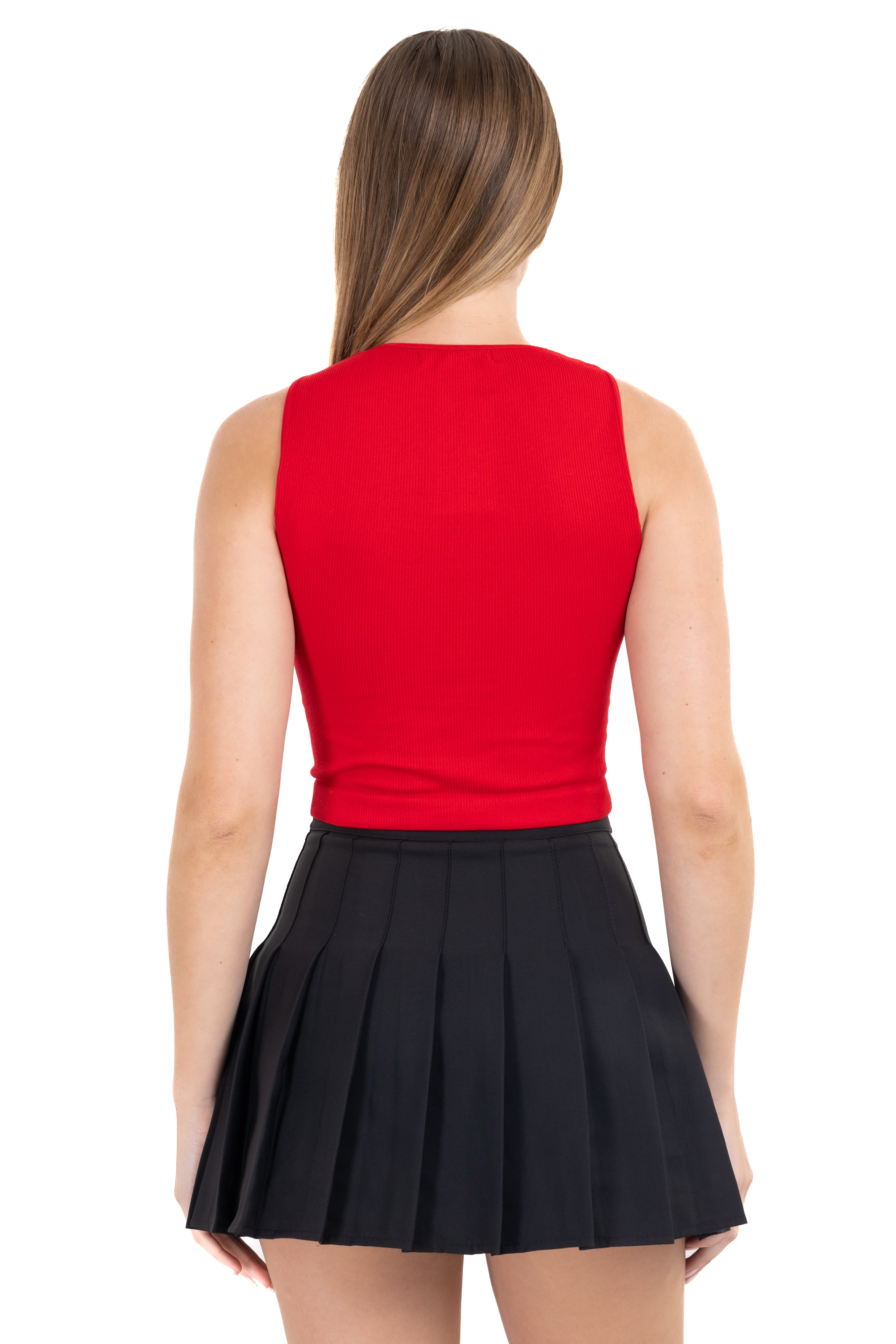 Top seamless cut out escote ROJO