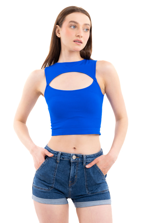 Top seamless cut out escote