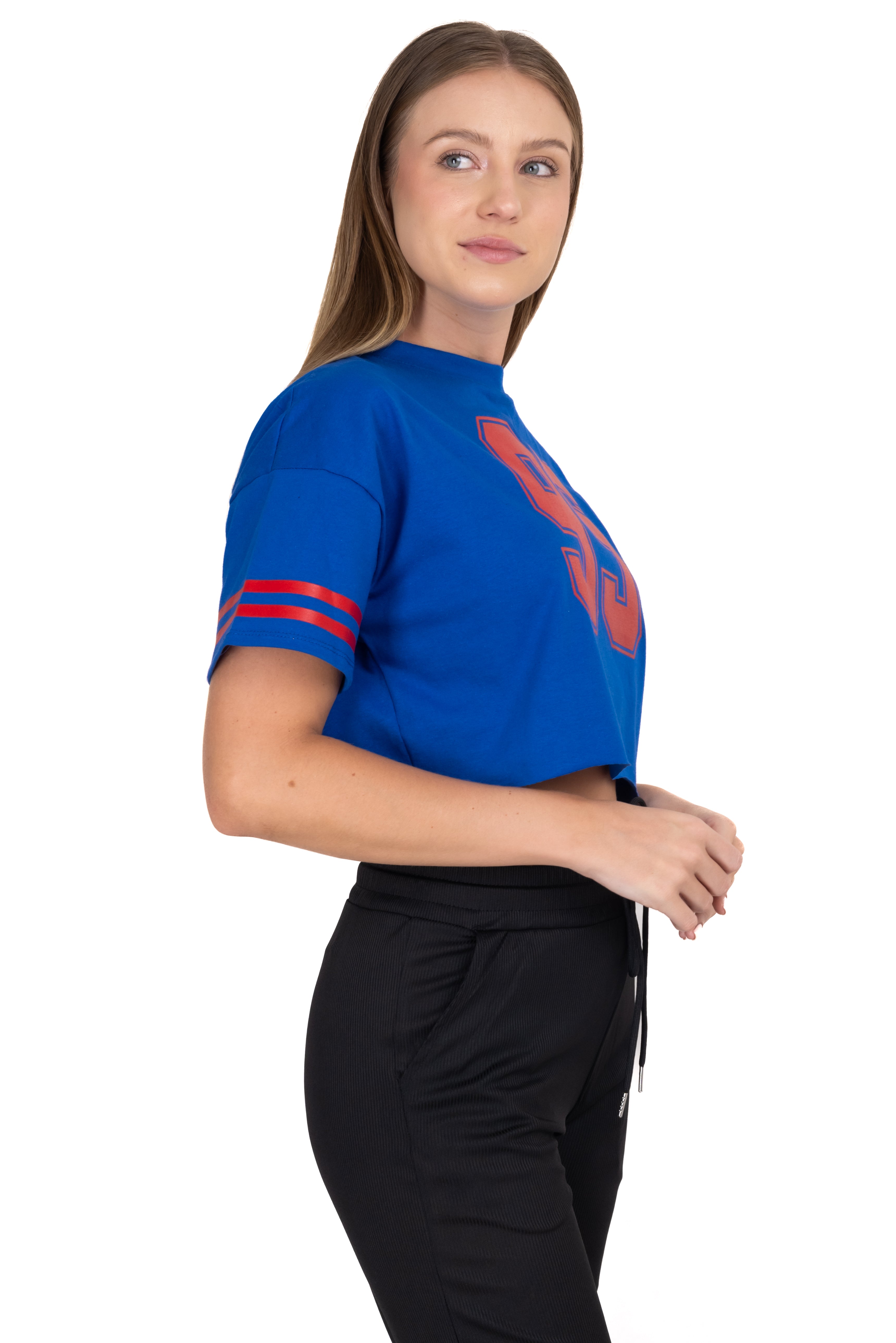 Top crop manga corta amplia AZUL COMBO