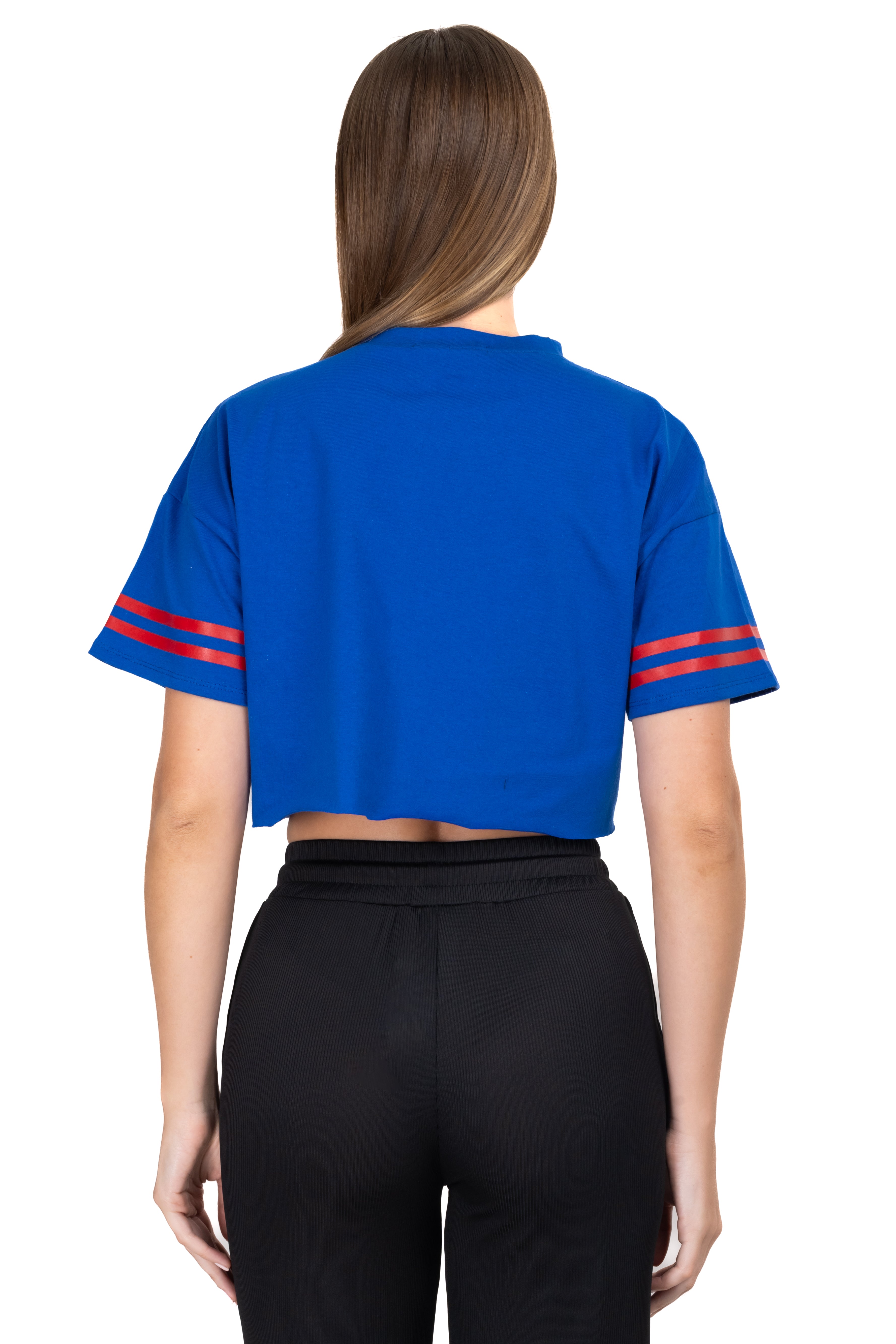 Top crop manga corta amplia AZUL COMBO