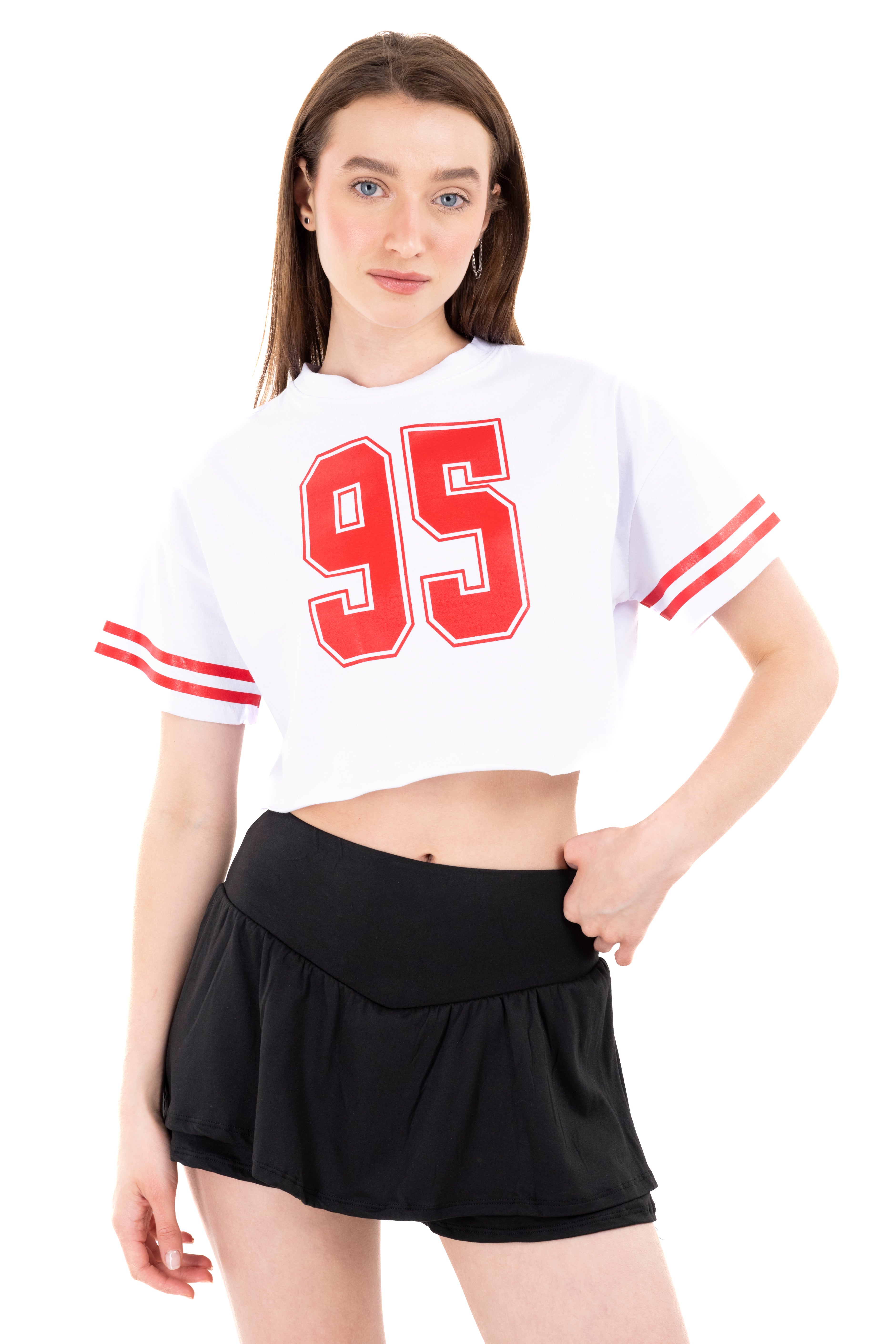 Top crop manga corta amplia BLANCO COMBO