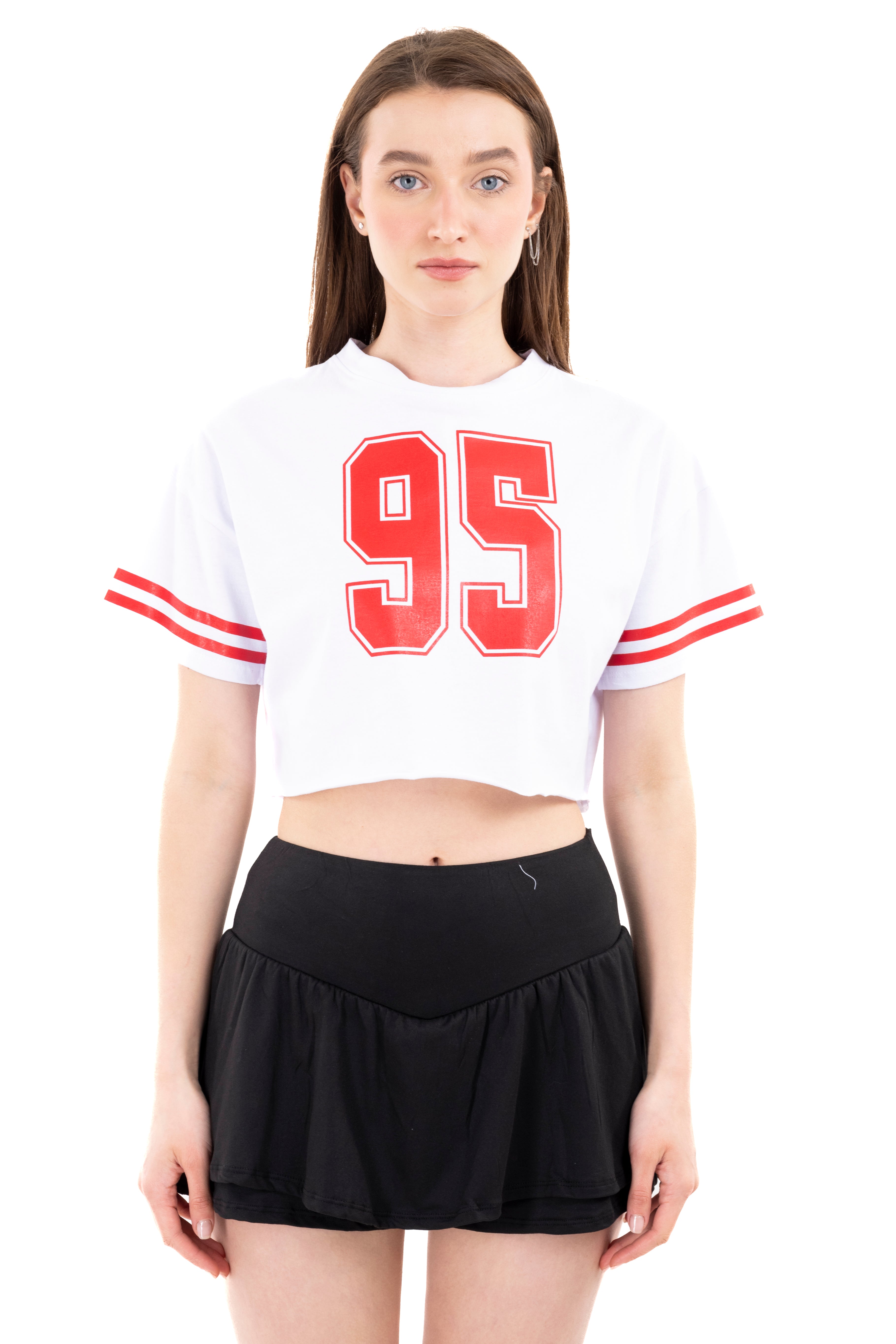 Top crop manga corta amplia BLANCO COMBO