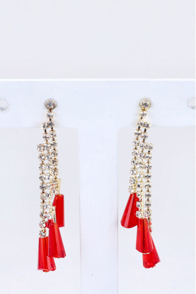 Aretes Brillos Bead Color ROJO