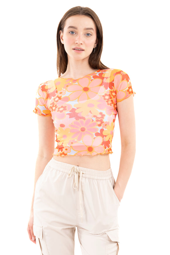 Top mesh estampado floreado