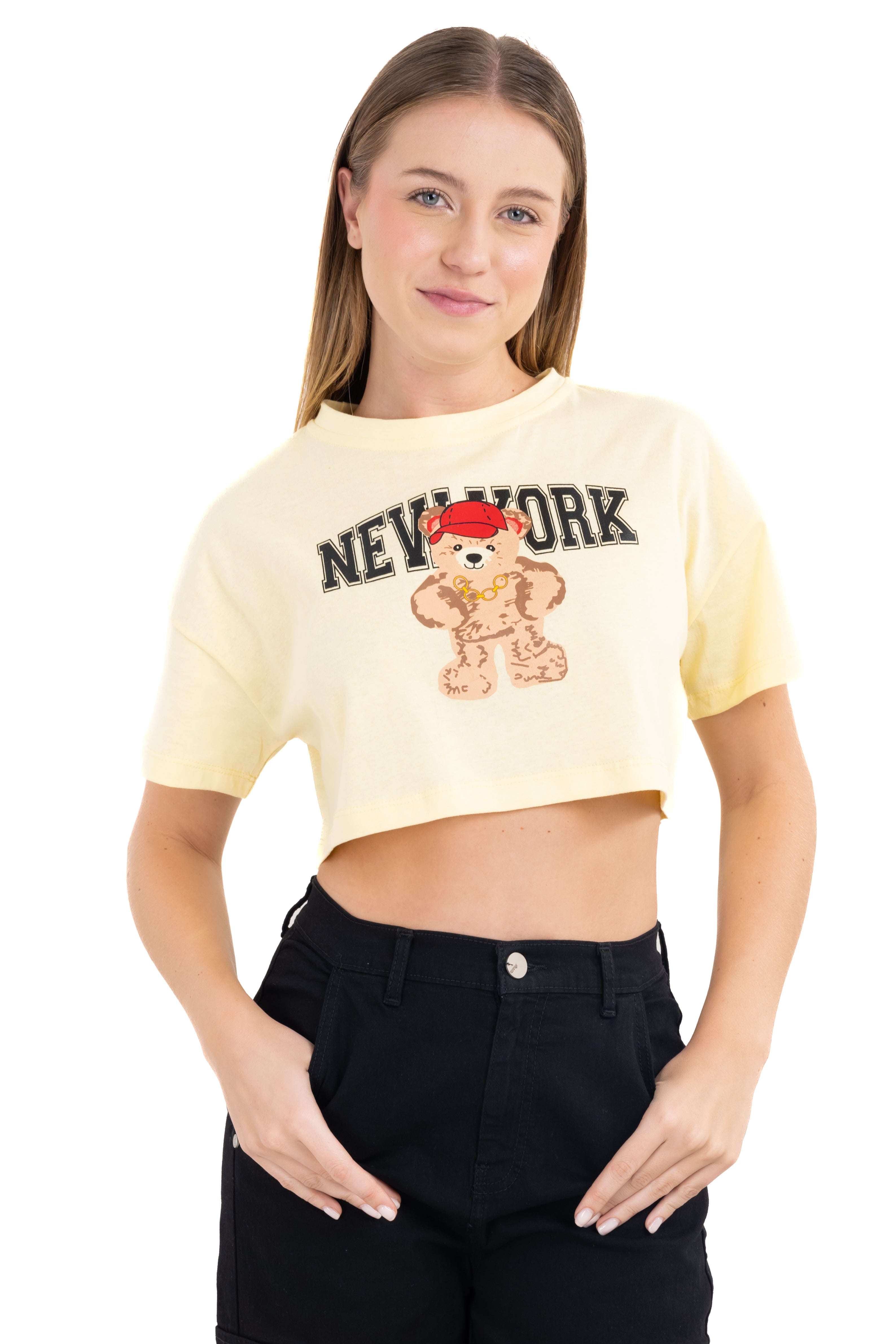 Top Crop Osito Nueva York AMARILLO PASTEL