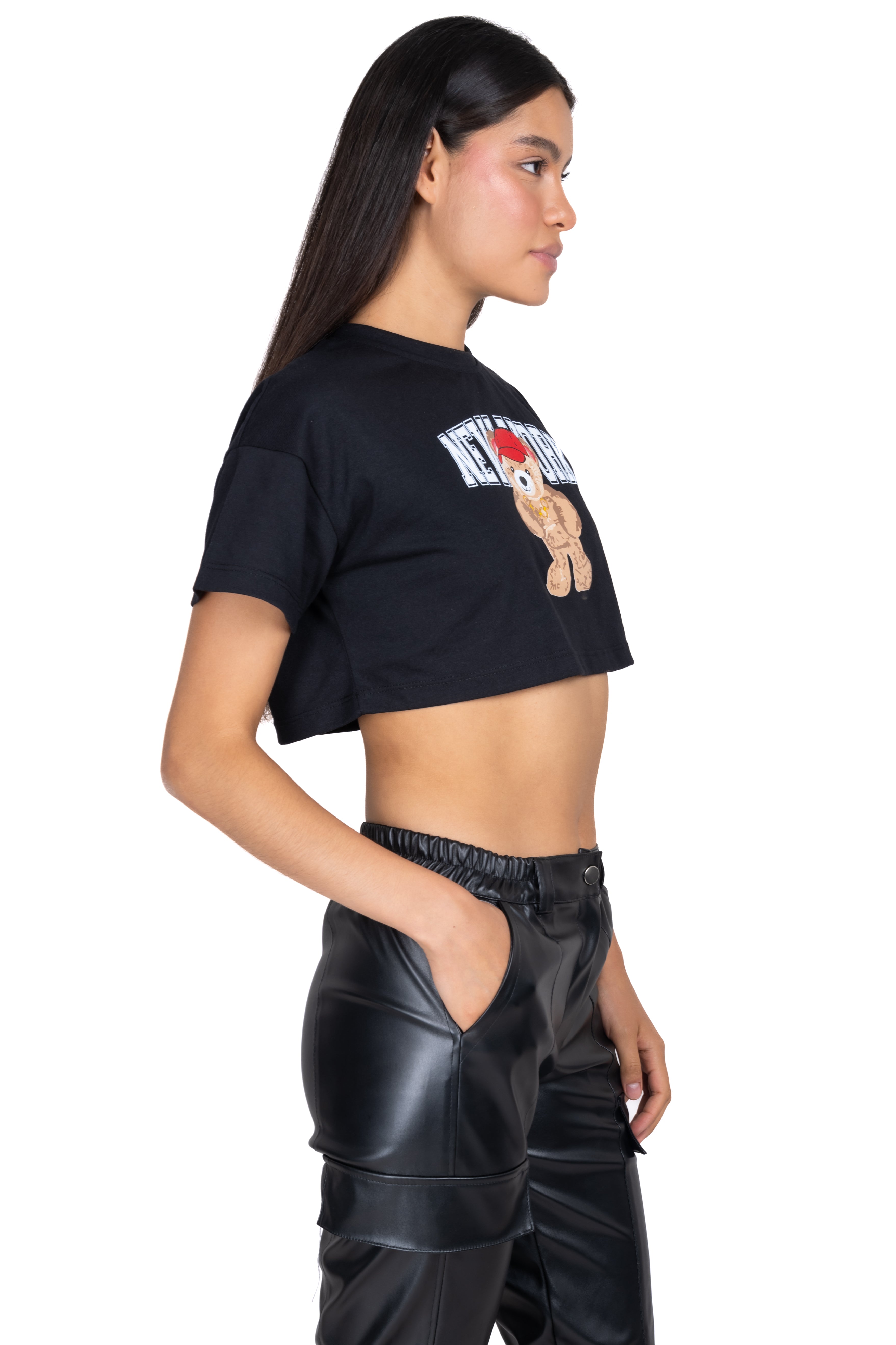 Top Crop Osito Nueva York NEGRO COMBO