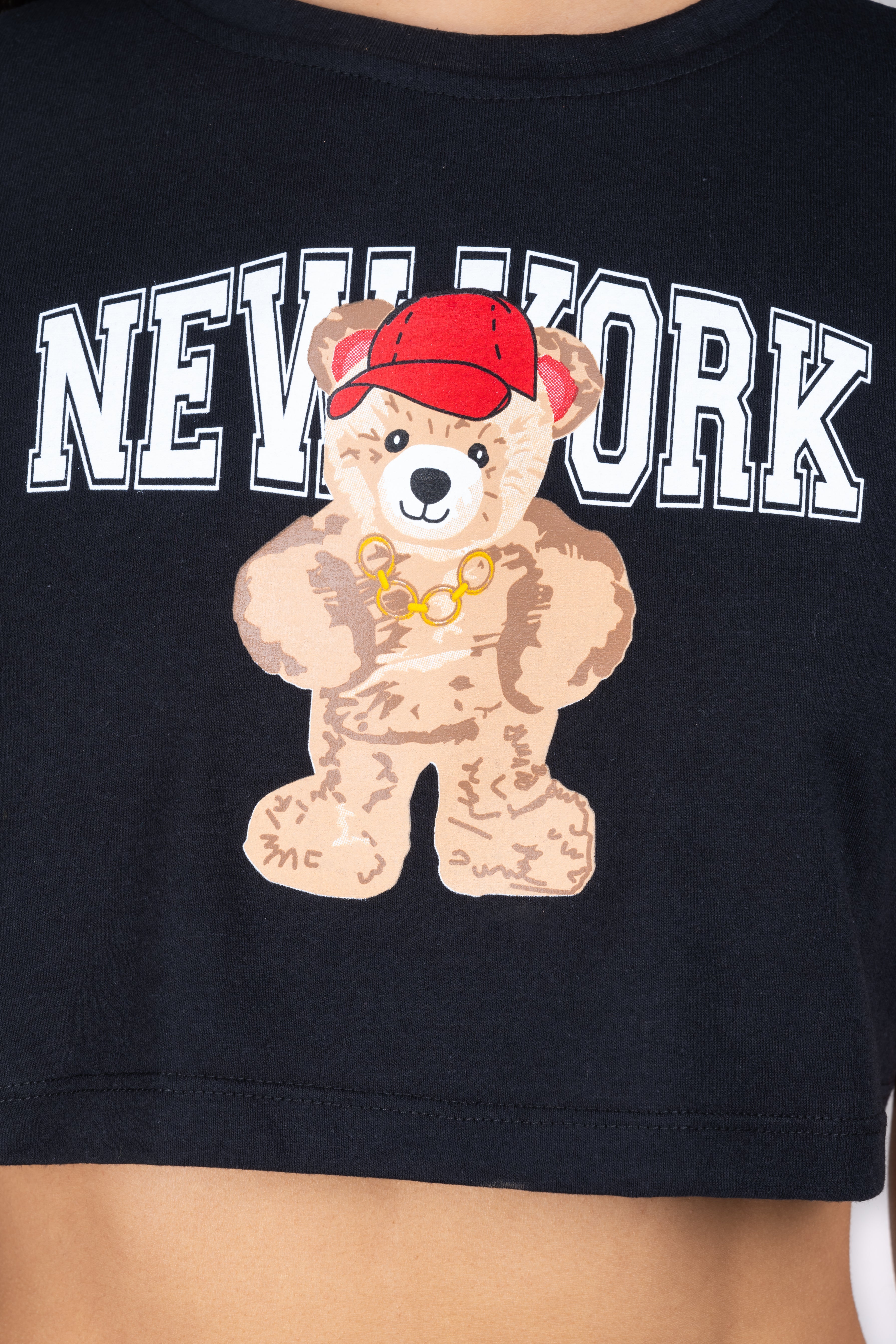 Top Crop Osito Nueva York NEGRO COMBO
