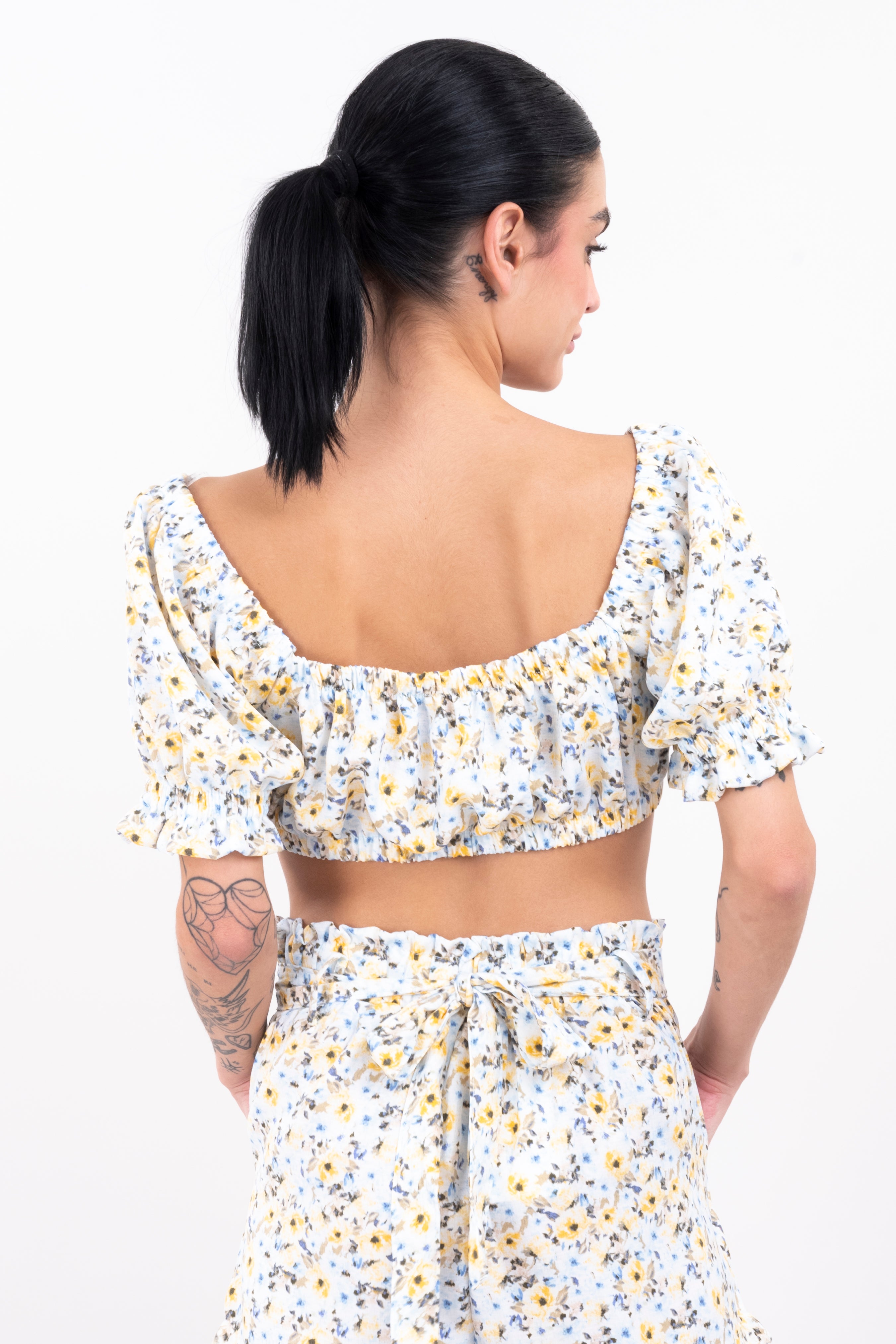 Top cintas flores AZUL COMBO