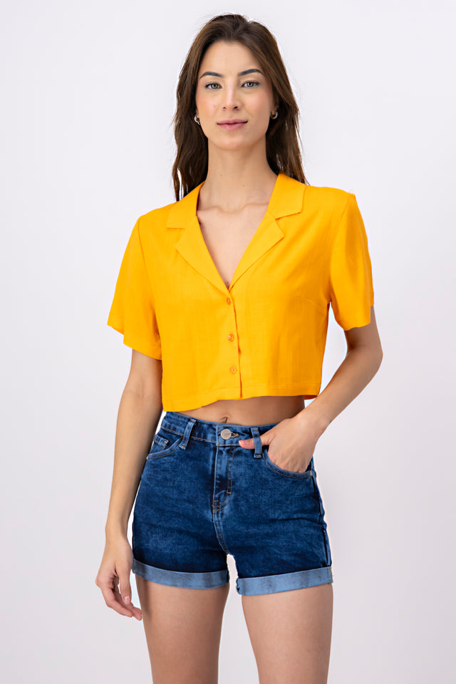 Camisa crop lisa