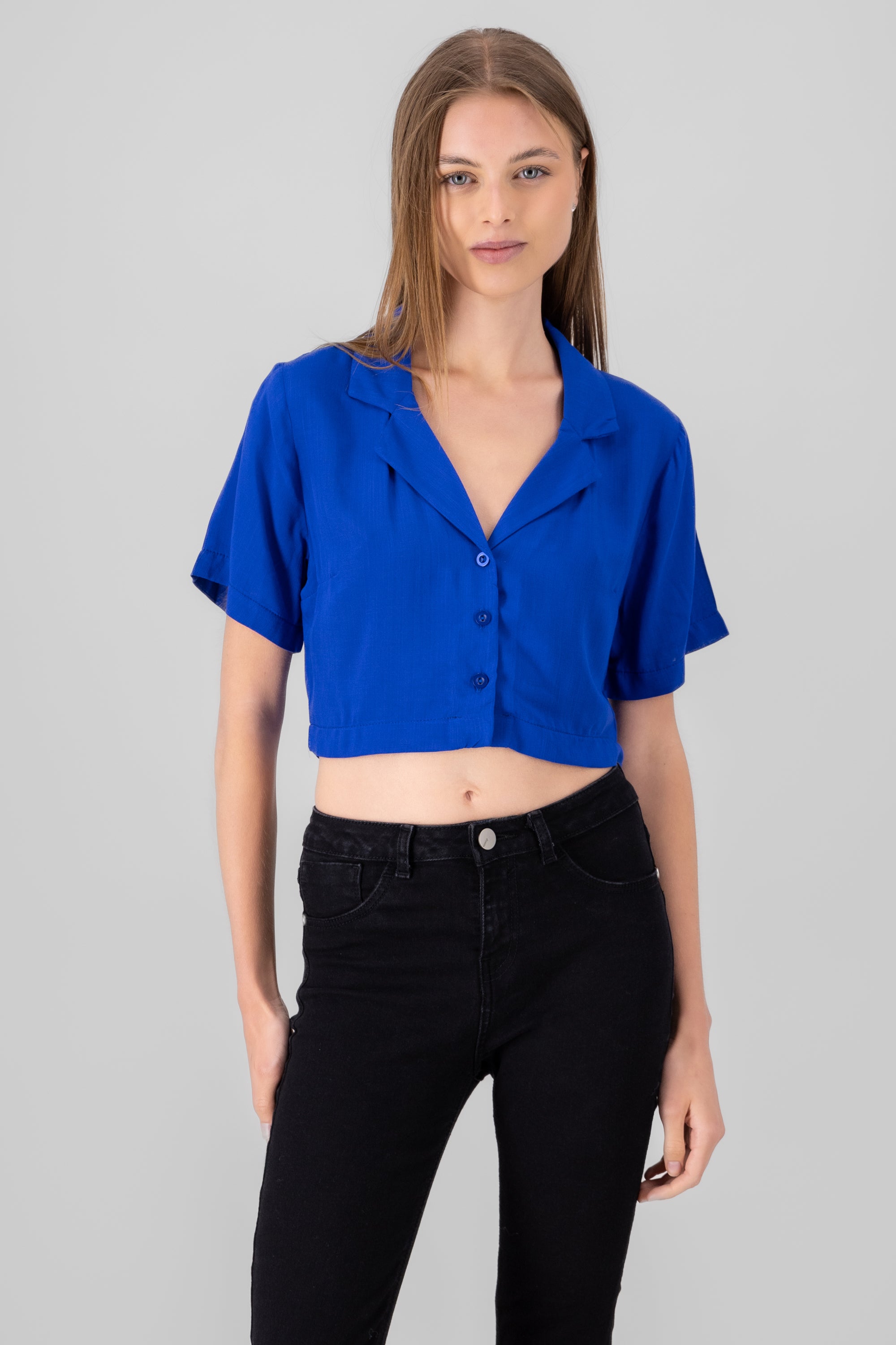 Camisa crop lisa AZUL REY