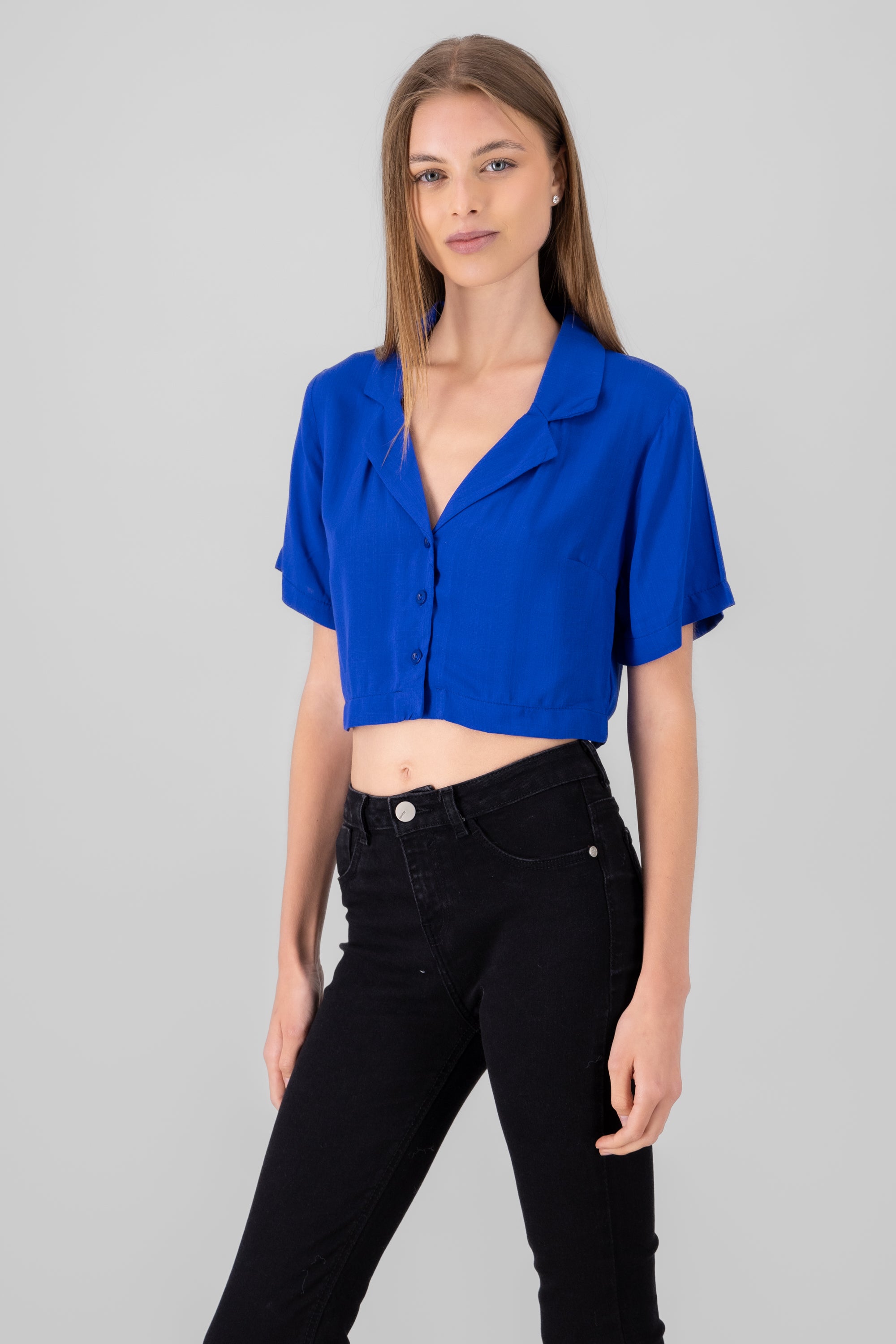 Camisa crop lisa AZUL REY