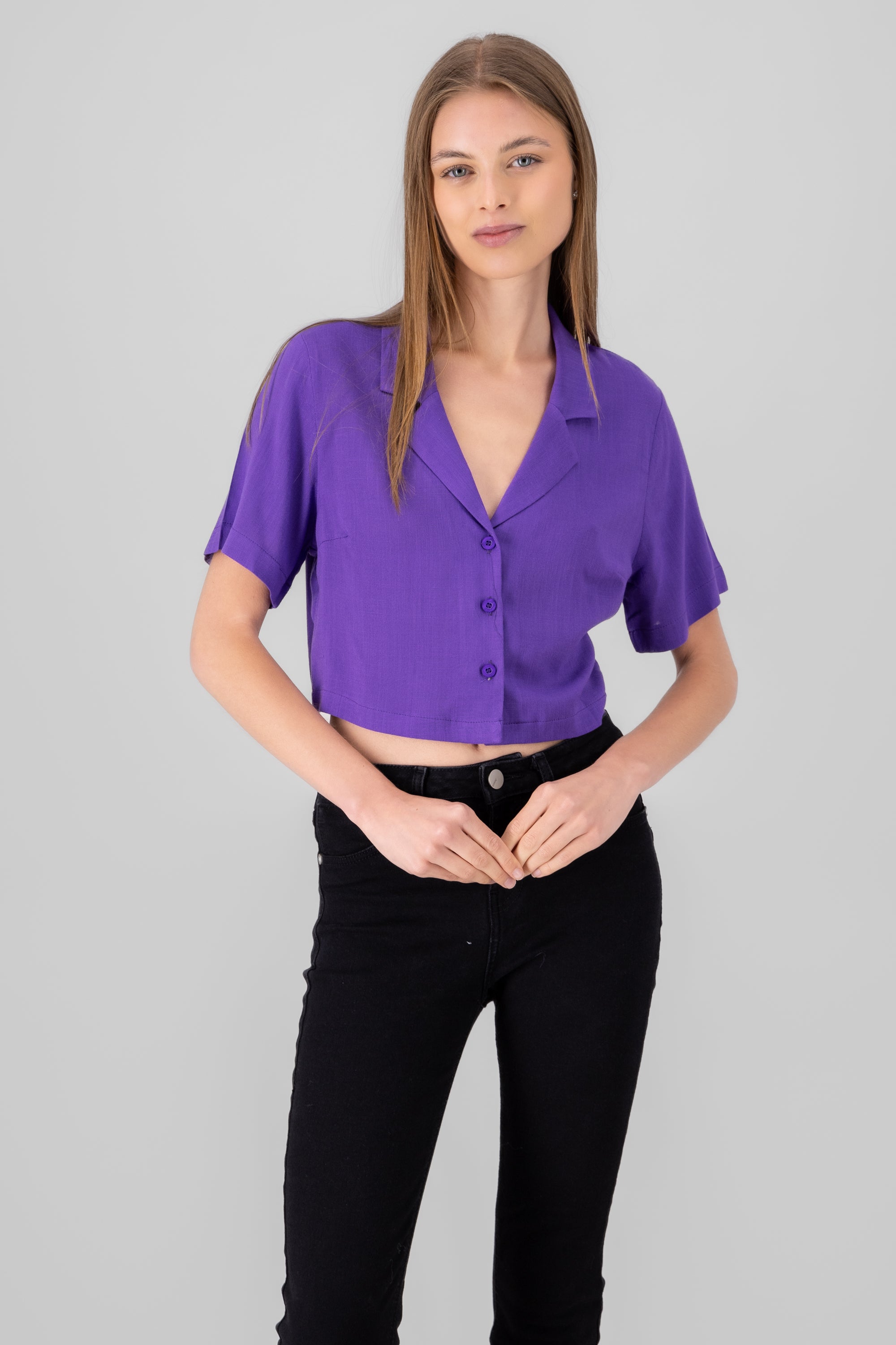 Camisa crop lisa MORADO