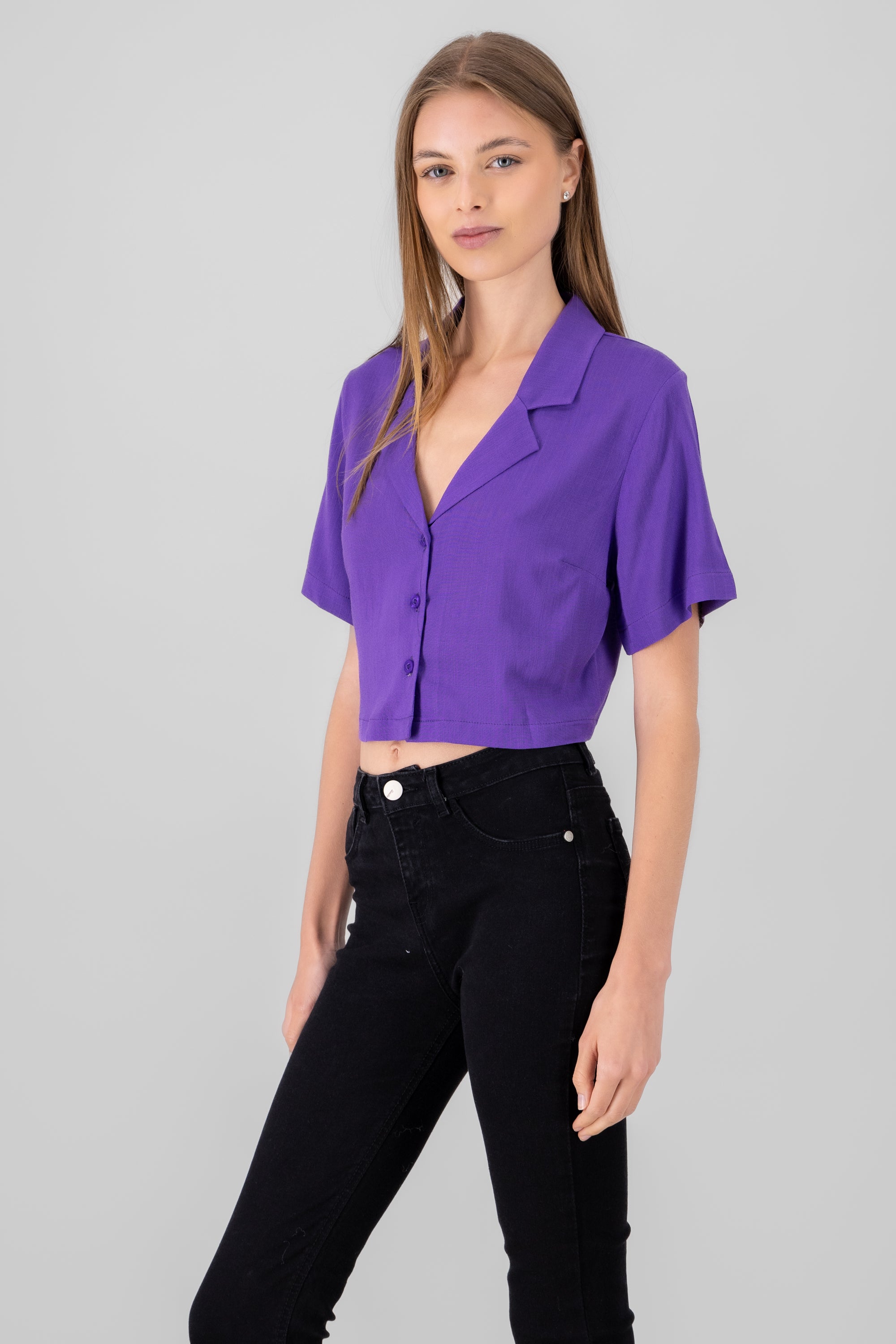 Camisa crop lisa MORADO