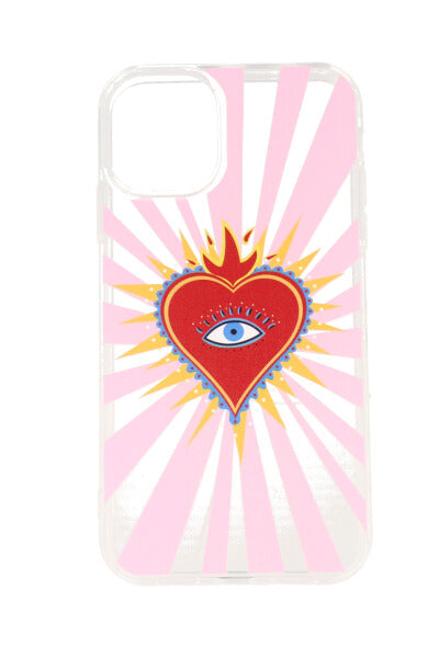 Funda celular i 11-XR corazón llamas ROSA