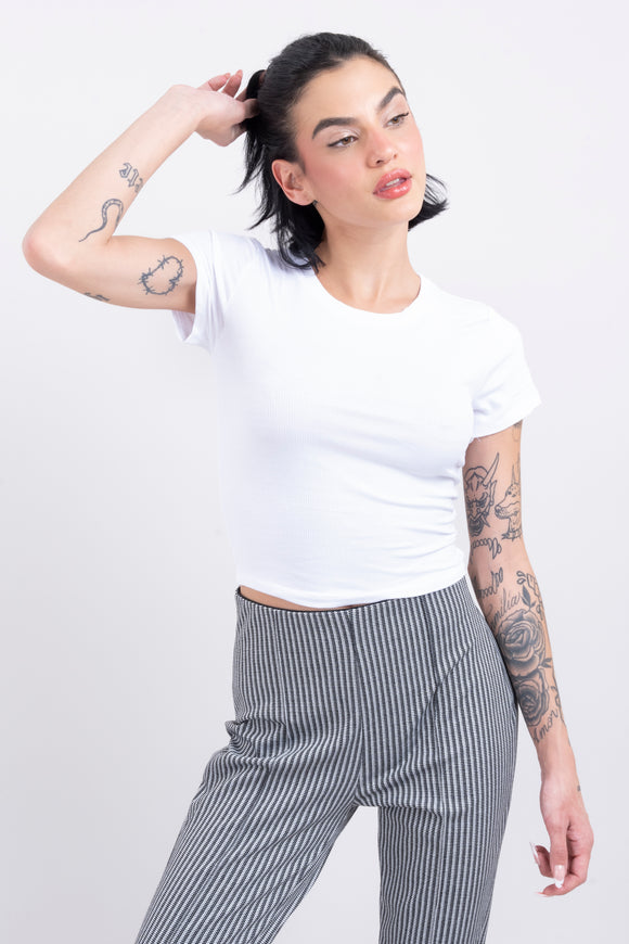 Top liso manga corta rib