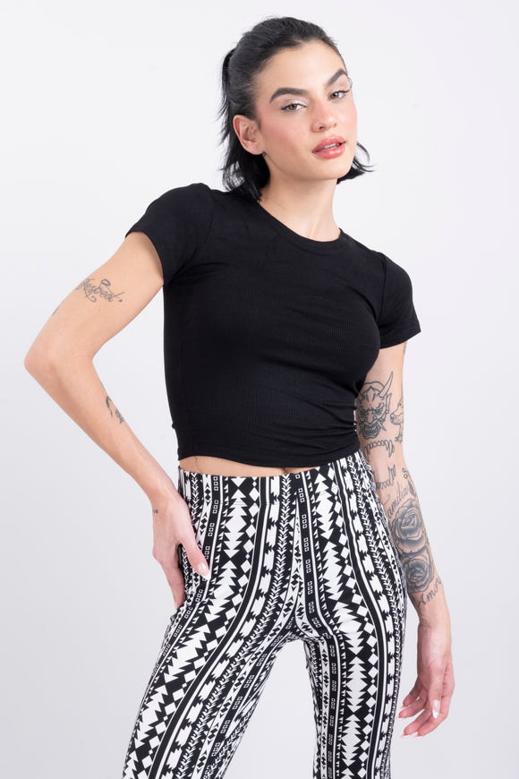 Top liso manga corta rib