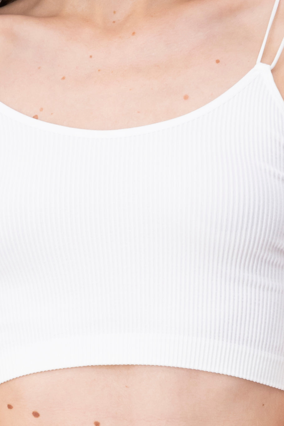 Top crop acanalado tirantes delgados BLANCO